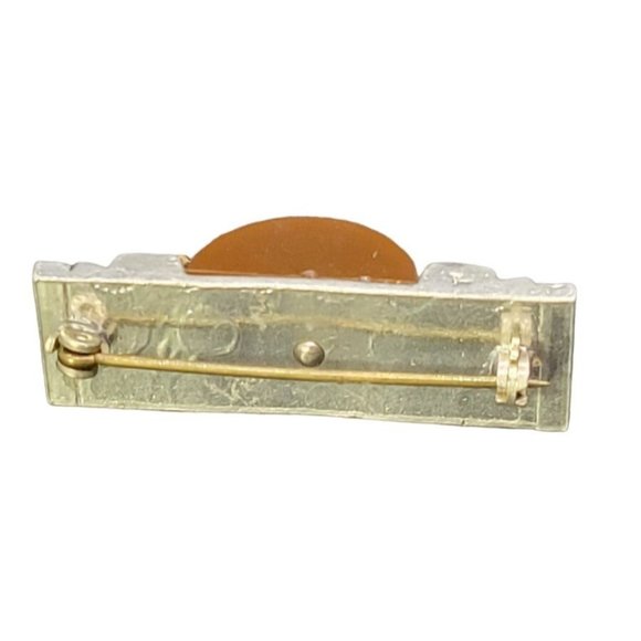 VTG Glam Statement Art Deco Bakelite Emerald Rhinestone Brooch Pin - Picture 3 of 4